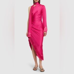 PatBO fringed asymmetric one should midi dress